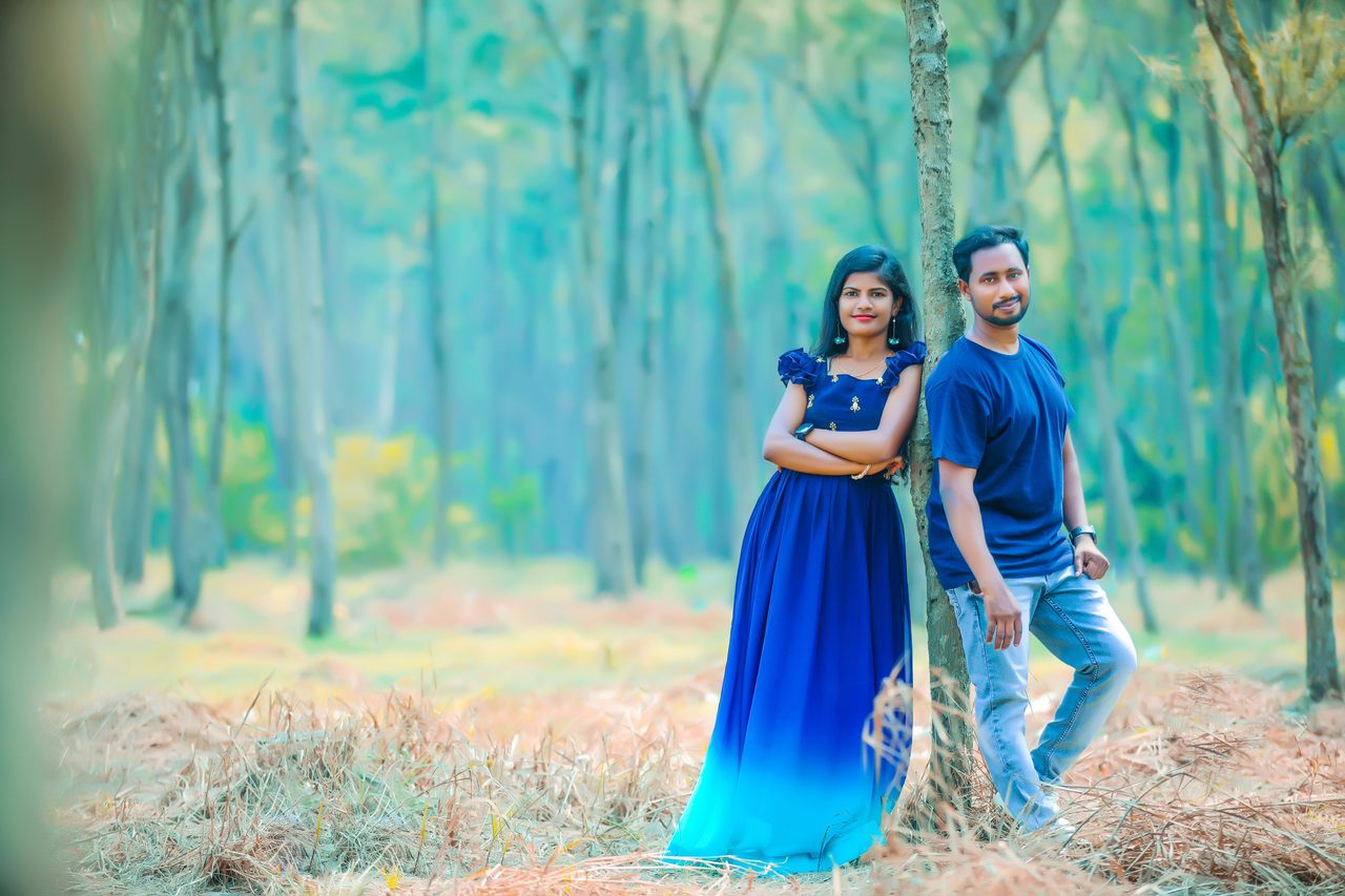 Indian couple smiling outdoors